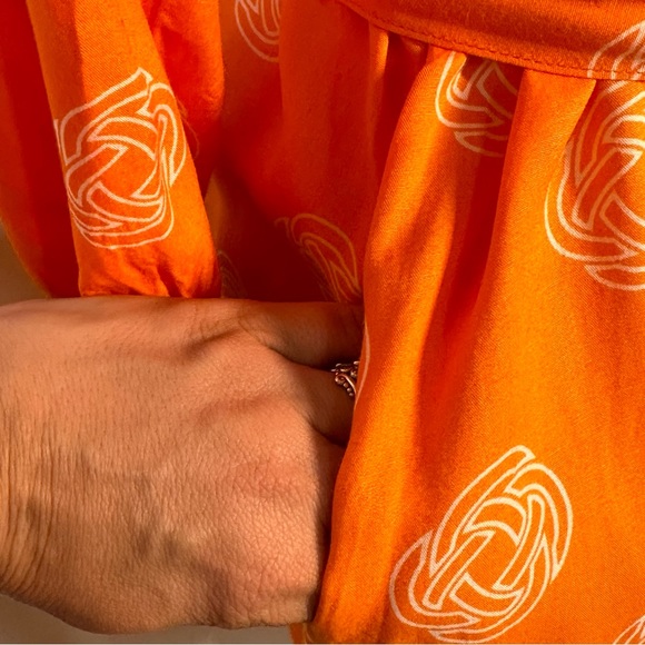 Escapada Orange & White Tie Waist Dress Sz S - Picture 5 of 10